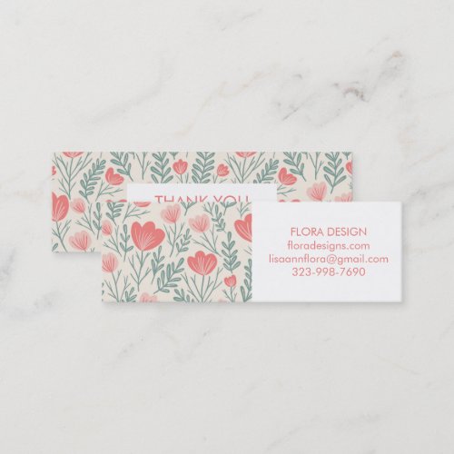 Floral Botanical Pattern Pink Order Thank You  Mini Business Card