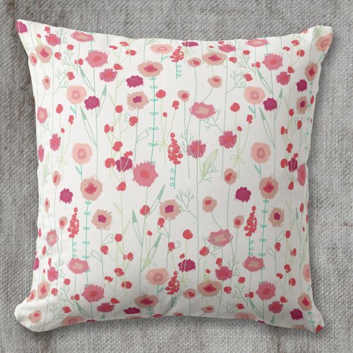Floral Botanical Pattern Pink Throw Pillow