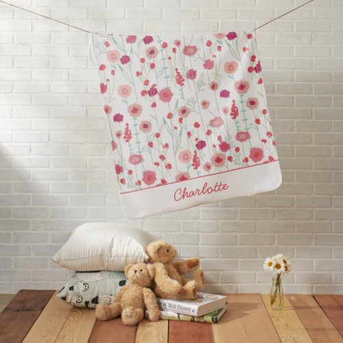 Floral Botanical Personalized Baby Blanket