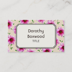 Floral Botanical Pink Garden Flower Customizable Business Card