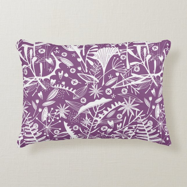 Floral Botanical Purple Accent Pillow (Front)