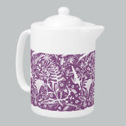 Floral Botanical Purple And White Teapot at Zazzle