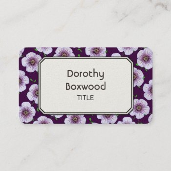 Floral Botanical Purple Garden Flower Customizable Business Card by KreaturFlora at Zazzle