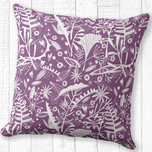 Floral Botanical Purple Throw Pillow
