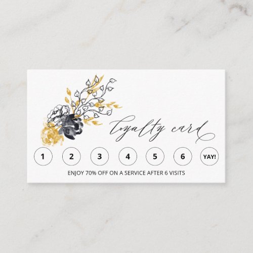  FLORAL Botanical QR LOGO Rewards Thank you Loyalty Card