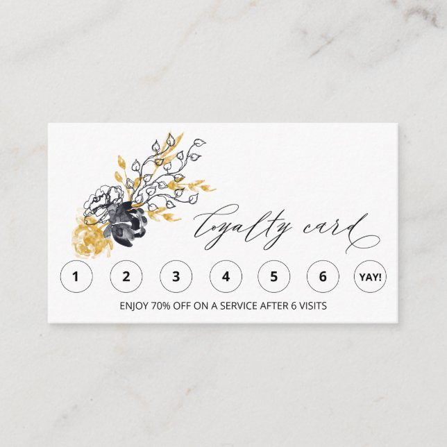 *~* FLORAL Botanical QR LOGO Rewards Thank you Loyalty Card (Front)
