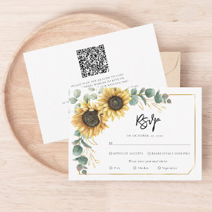 Floral Botanical Script Sunflower Wedding RSVP Card