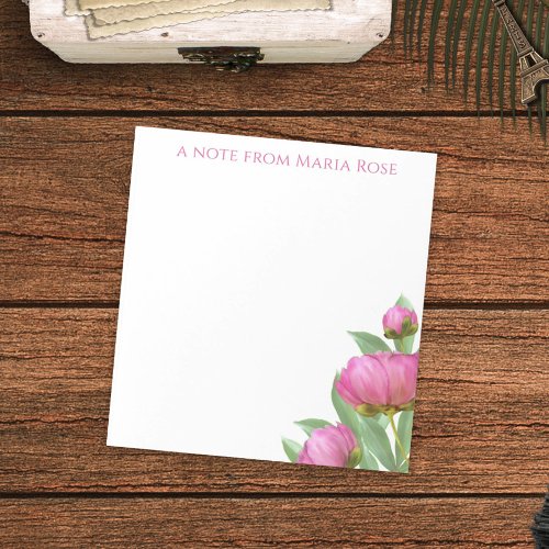 Floral Botanical Simple Pink Peonies Elegant Notep Notepad