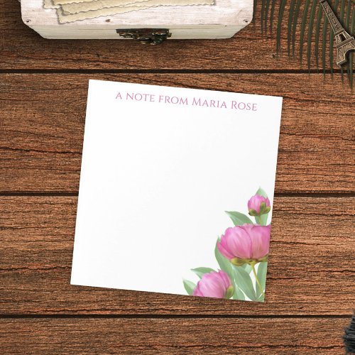 Floral Botanical Simple Pink Peonies Elegant Notepad
