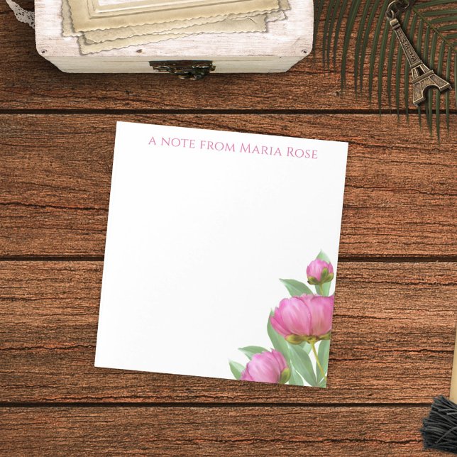 Floral Botanical Simple Pink Peonies Elegant  Notepad (Creator Uploaded)