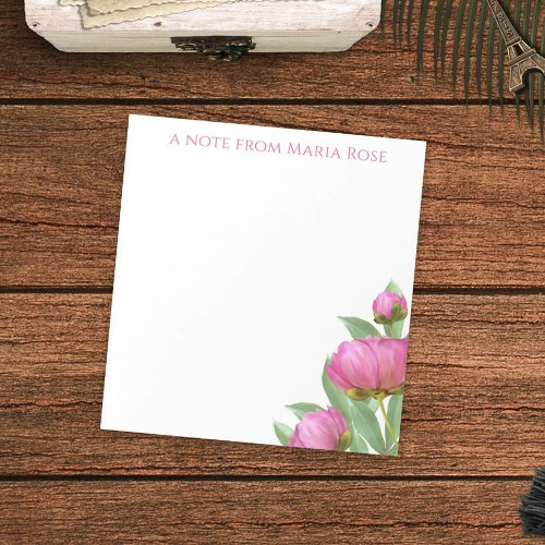 Floral Botanical Simple Pink Peonies Elegant  Notepad