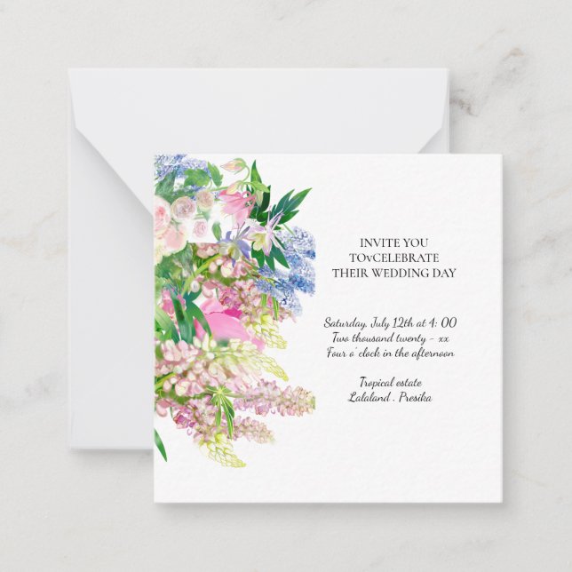 Floral botanical spring flowers note card (Front)