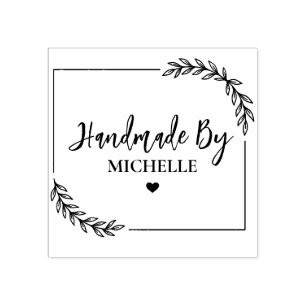 Floral Botanical Stylish Handmade With Love Rubber Stamp