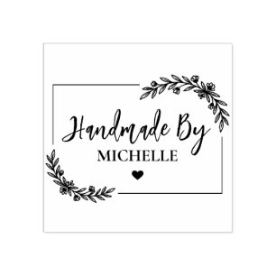 Floral Botanical Stylish Handmade With Love Rubber Stamp
