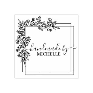 Floral Botanical Stylish Handmade With Love Rubber Stamp