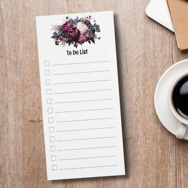 Floral Botanical To Do List Magnetic Notepad | Zazzle