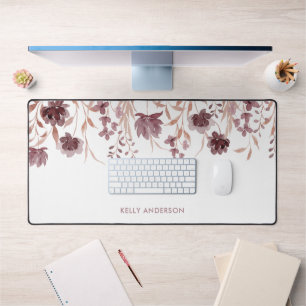 Floral Botanical Trendy Foliage Monogrammed Desk Mat