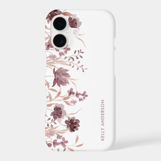 Floral Botanical Trendy Foliage Monogrammed iPhone Case (Back)