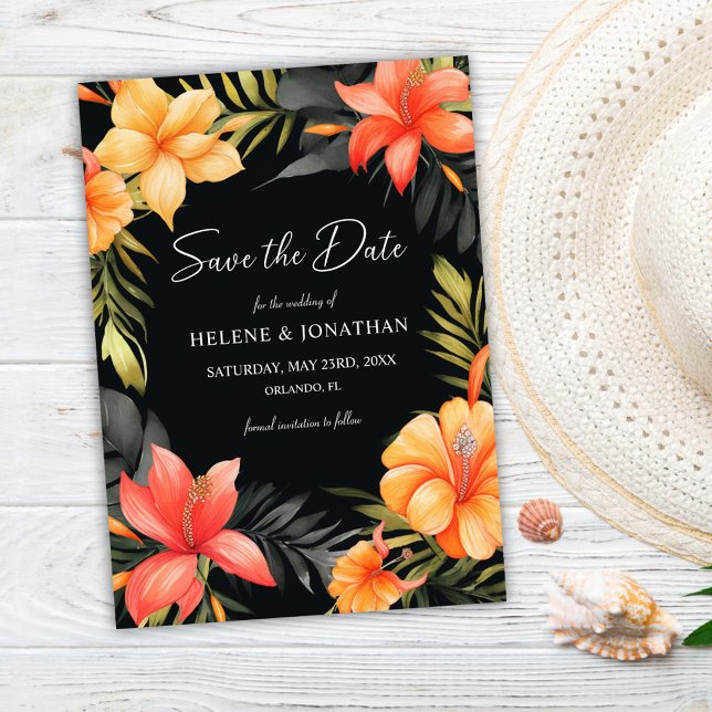 Floral Botanical Tropical Wedding Save The Date (Floral Botanical Tropical Wedding Save The Date)