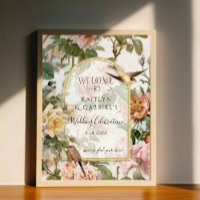 Floral Botanical Watercolor Birds Welcome Wedding