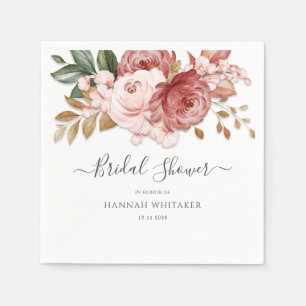 Floral Botanical Watercolor Bridal Shower Paper Napkins