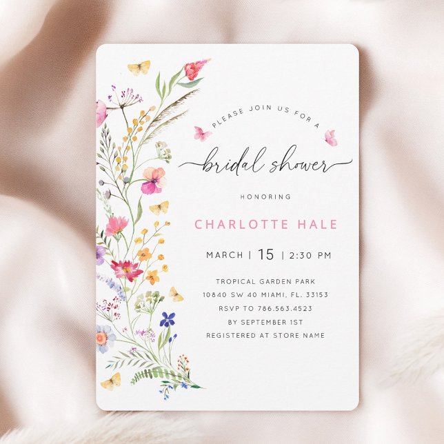 Floral Botanical Watercolor Pink Bridal Shower Invitation (Creator Uploaded)