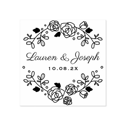 floral botanical wedding custom rubber stamp