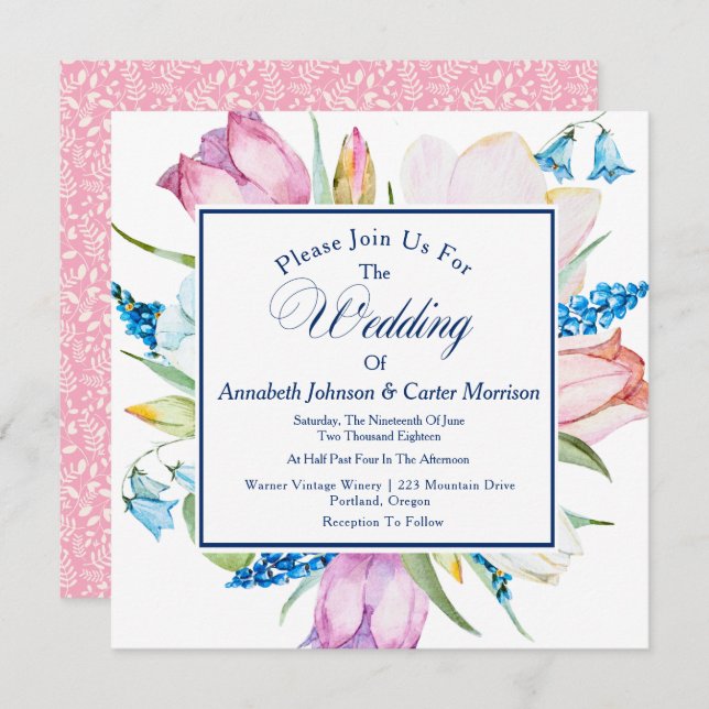 Floral Botanical Wedding Invitation (Front/Back)