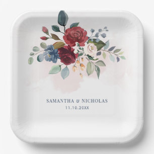 Floral Botanical Wedding Reception Paper Plates