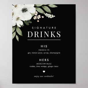 Floral Botanical Wedding Signature Drinks Sign