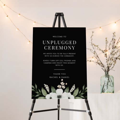 Floral Botanical Wedding Unplugged Ceremony Sign