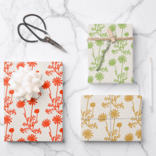 Floral Botanical Wild Daisies Vintage Patterned Wrapping Paper Sheets