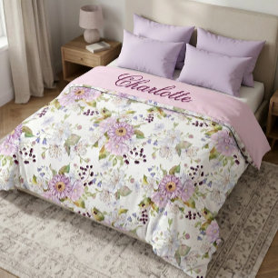 Floral Botanical Wildflower Monogram Duvet Cover