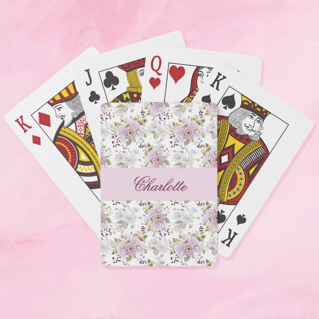 Floral Botanical Wildflower Monogram Name Poker Cards (Floral Botanical Wildflower Monogram Name)