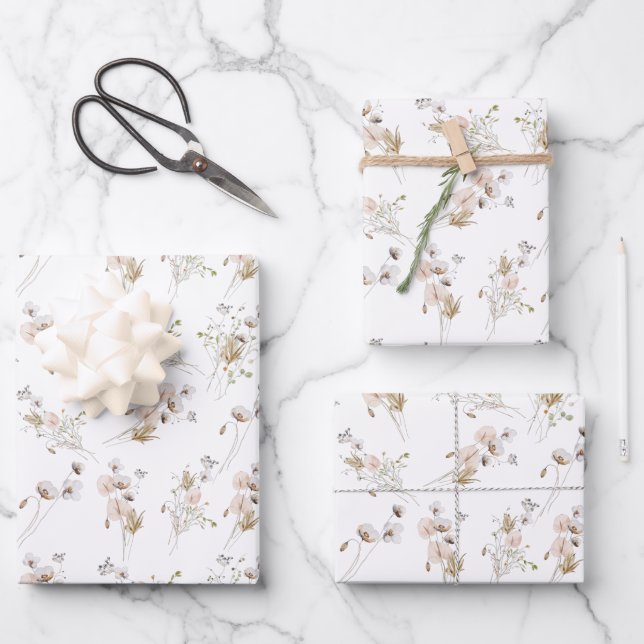 Floral Botanical Wrapping Paper Sheets (Front)