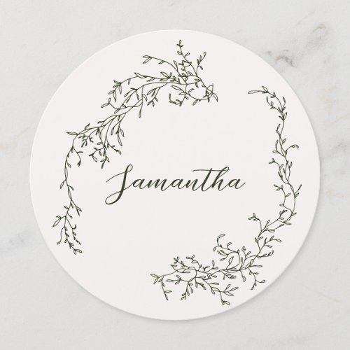 Floral Botanical Wreath Green Guests Name Wedding Menu