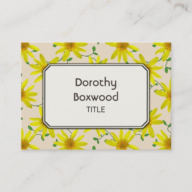 Floral Botanical Yellow Wildflowers Customizable Business Card (Front)