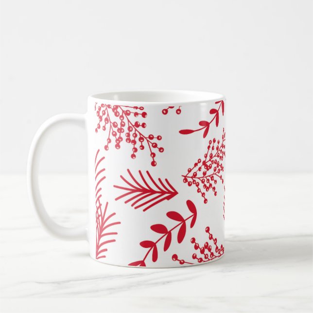 Floral Botanicals Christmas Holiday Coffee Mug (Left)