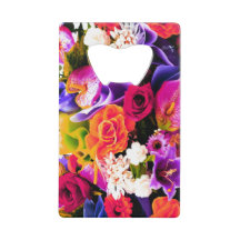 Floral Bottle Opener Colorful Credit Card Size