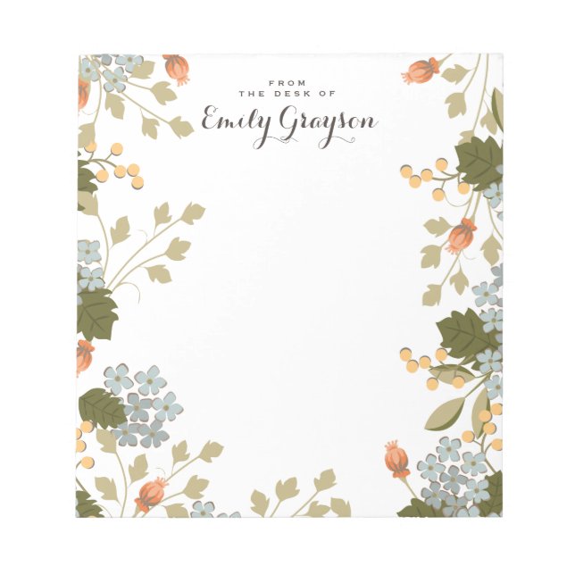 Floral Bounty Personalized Social Stationery Notepad (Front)
