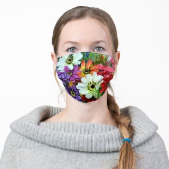 Floral Bouquet Adult Cloth Face Mask by FuzzyCozy at Zazzle