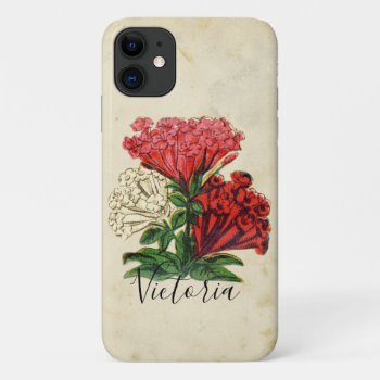 Floral Bouquet Antique Stained Flower Iphone 11 Case by camcguire at Zazzle