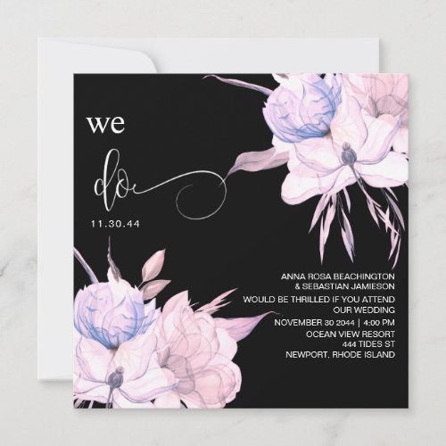  Floral Bouquet AR15 QR RSVP Blush PINK WEDDING Invitation