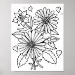 Floral Bouquet Art Coloring Page Art Poster