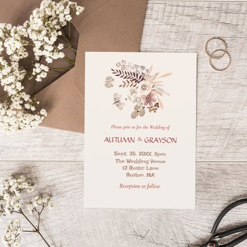 Floral bouquet autumn colors Wedding Invitation