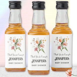 Floral Bouquet, Baby Shower Thank You Favor, Liquor Bottle Label