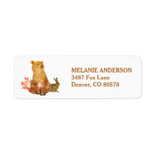 Floral Bouquet Bear Rabbit Return Address Label