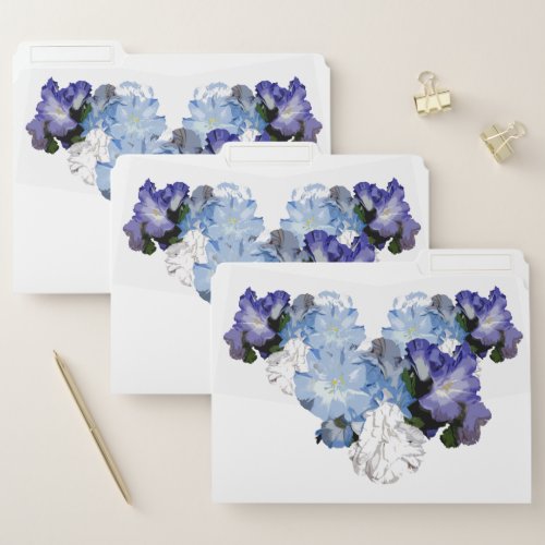 Floral Bouquet Blue and White Flowers File Folders