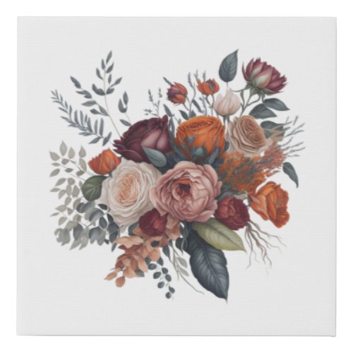 Floral Bouquet Boho Style Flowers Artwork 2  Faux Canvas Print