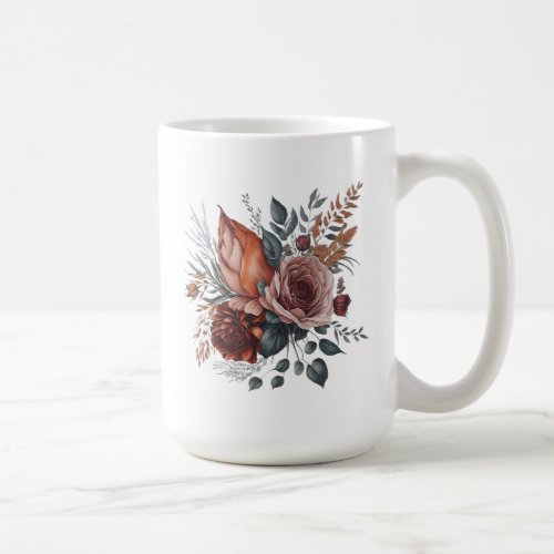 Floral Bouquet Boho Style Flowers Artwork Coffee Mug